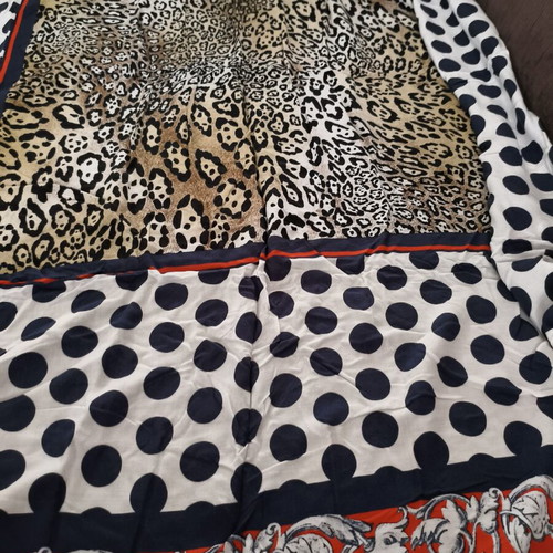 Large square pareo used with animal print and polka dots
