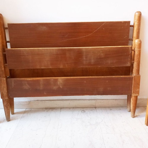 Single bed used, length 2.18 m, wood frame with mattress