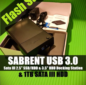 SABRENT USB 3.0 Docking Station για Sata III 2.5" SSD/HDD & 3.5" HDD + 1TB HDD
