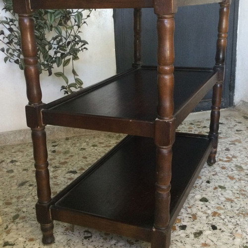 Vintage television stand used, solid walnut, 1970s