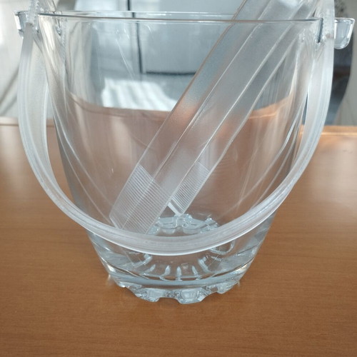 Glass Ice Bucket with Tongs and Handle new
