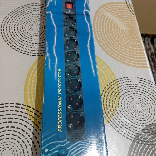 Central power strip 8 sockets Schuko with grounding pin and 2m cable new