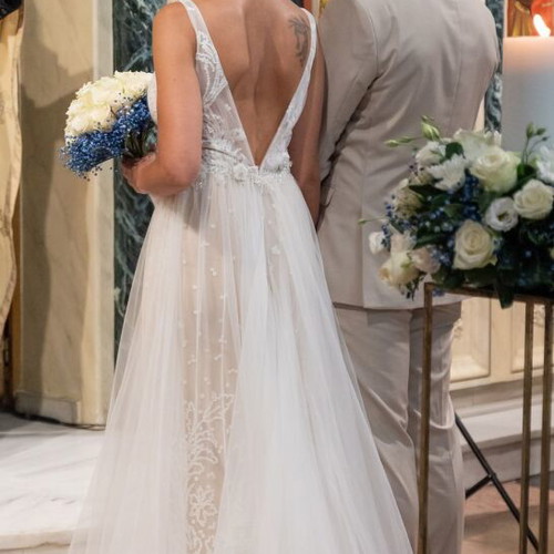 Primalicia wedding dress like new, size 10, white and beige
