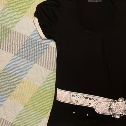 Rocco Barocco women's black short-sleeve t-shirt new, size L