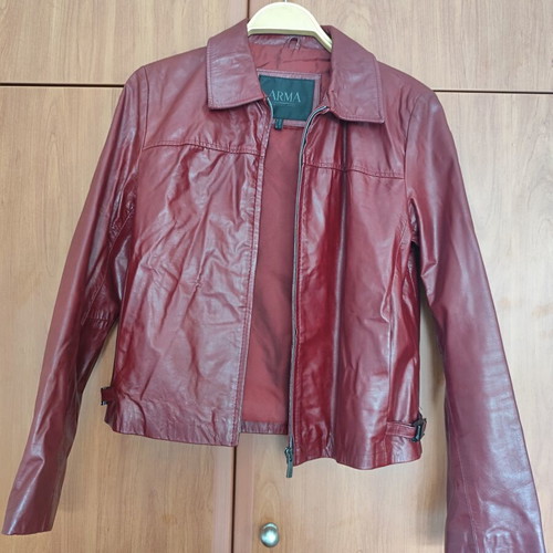 Arma women's leather jacket burgundy like new, size S