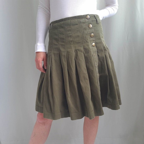 Thomas Burberry women's vintage pleated skirt size 42 / L / XL, green