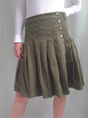 Thomas Burberry women's vintage pleated skirt size 42 / L / XL, green