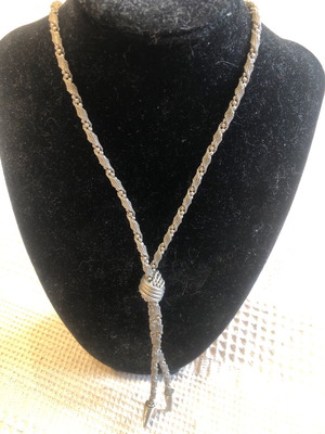 Long twisted necklace in oxidized silver like new with tie