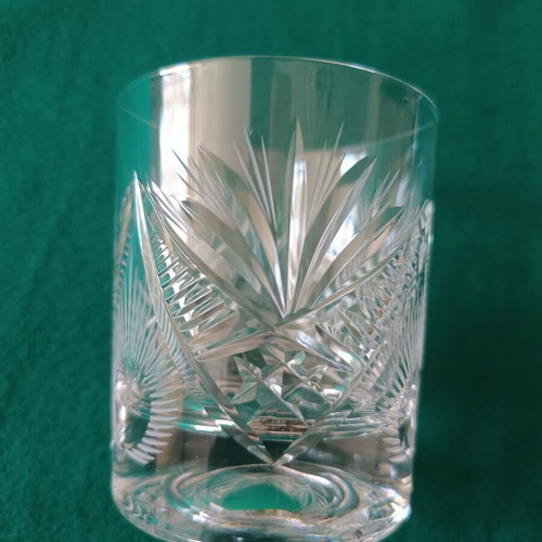 Vintage Bohemia crystal whiskey glasses set of 6 with ice bucket like new