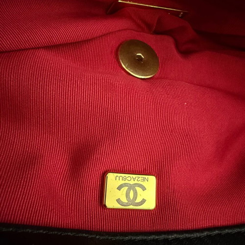 Chanel τσάντα ώμου μεταχειρισμένη, μαύρη flap bag maxi