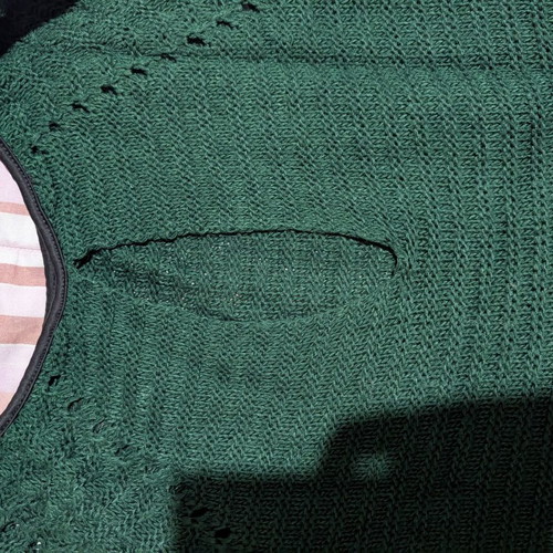 Pullover used in cypress green with gold zipper