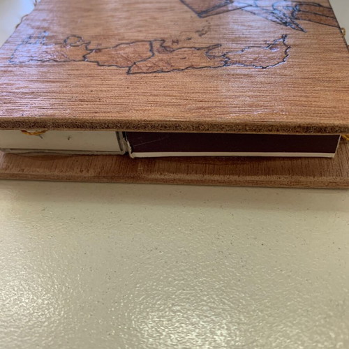 Military pyrography used, Crete, commemorative tabletop