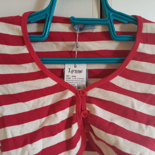 Lynne striped red and white bolero top