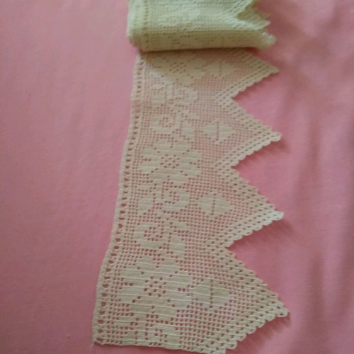 Handmade lace new, white crochet, 2m length, 13cm width