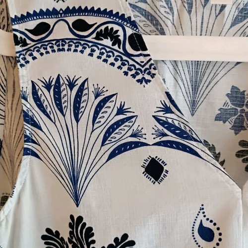 H&M Linen Summer Dress Like New, White and Blue