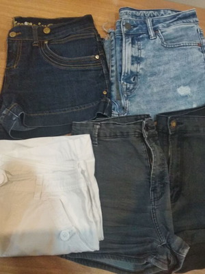 Women's denim shorts pack of 5 used, various sizes, grey and blue