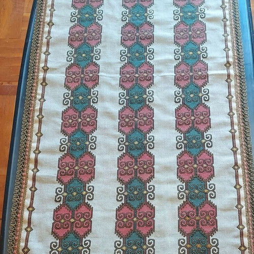 Handmade vintage table runner with floral colors like new