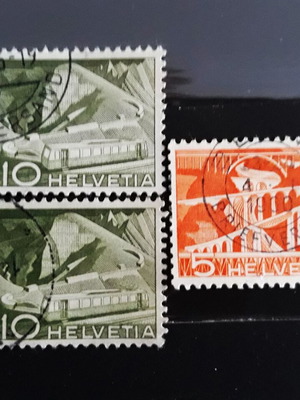 Γραμματόσημα Ελβετίας 1949, Σιδηρόδρομος, σε άριστη κατάσταση, 3 τεμάχια