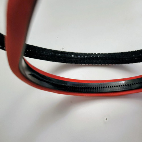 Fabric headbands new, red and black with silver thread