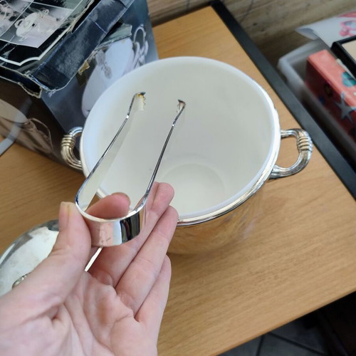 Vintage silver-plated ice bucket in original box, new