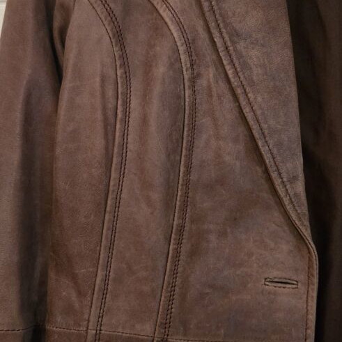 Vintage women's leather jacket Promod, like new, size 44, brown