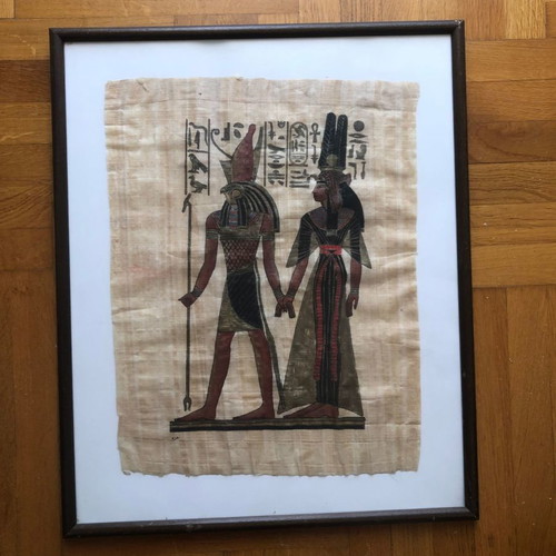 Egyptian papyrus in frame used