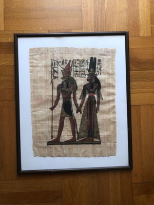 Egyptian papyrus in frame used
