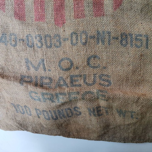 Marshall Plan Authentic Rice Transport Sack used, 1950