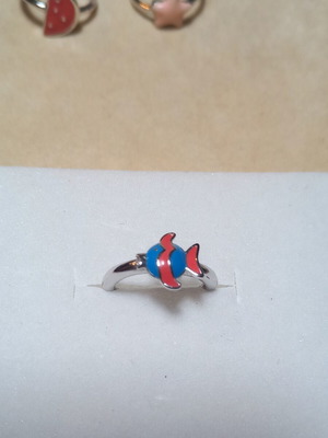 Silver 925° children's fish ring with enamel, new