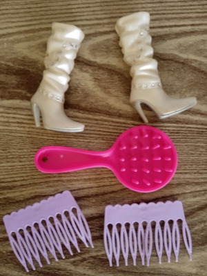 Barbie boots and combs used