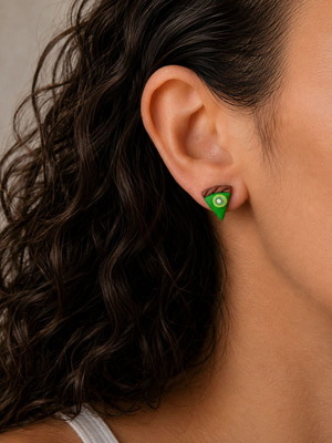 Handmade earrings green pasties large