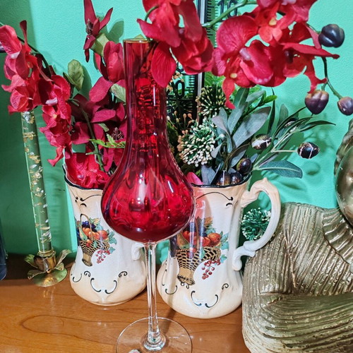 Ваза Empoli Cranberry Pink от италианско арт стъкло, нова