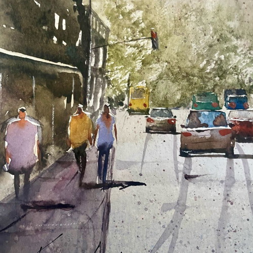 Hand-painted artwork new on watercolor paper 29.5x20.5 cm