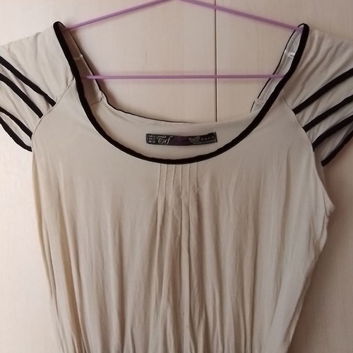 Zara dress short ecru with black velvet belt