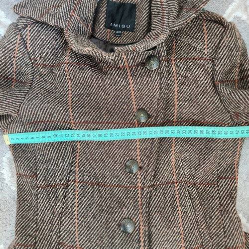 Amisu coat brown checkered like new, wool tweed