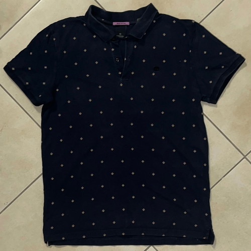 Scotch & Soda Men Polo Shirt Navy Diamond Print Size L like new