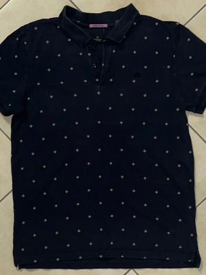 Scotch & Soda Men Polo Shirt Navy Diamond Print Size L like new