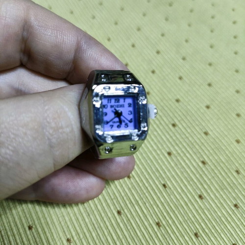 Vintage mini women's ring watch new, purple and silver