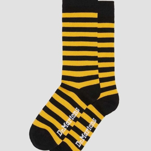 Dr Martens Organic Socks new, thin stripe cotton blend yellow/black