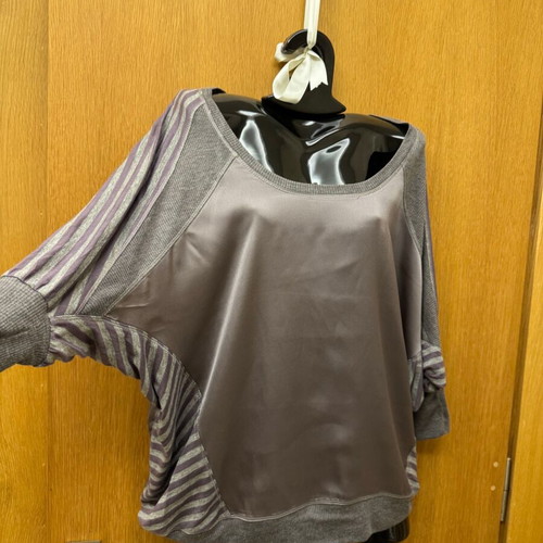 Satin blouse with jersey like new, gray and purple, size S