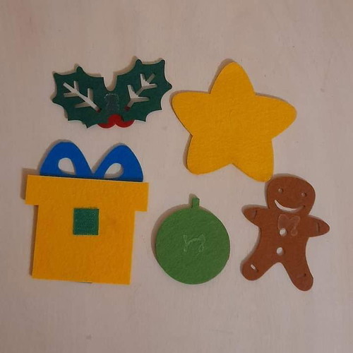 Christmas craft supplies used, pack of 5 felt pieces