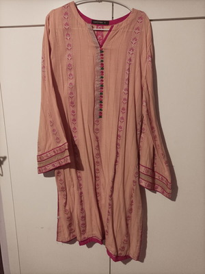 Kurti κίτρινο με κέντημα χρυσοκλωστή, XL βαμβακερό