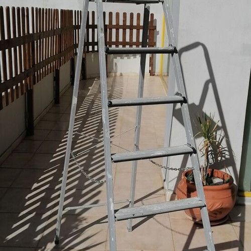 Ladders used, one metal 6-step and one aluminum 4-step