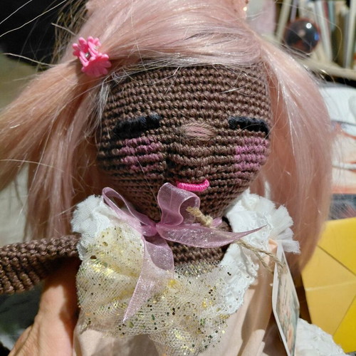 Handmade crochet amigurumi doll new with lace dress