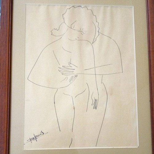 Byron Kesse drawing used, couple with frame 35×43 cm