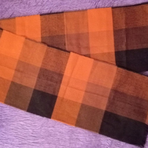 Wool plaid scarf like new, black and orange