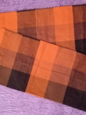 Wool plaid scarf like new, black and orange