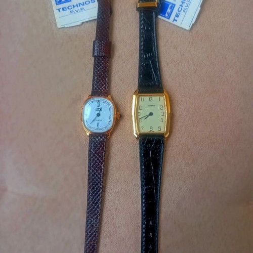 Technos Swiss wristwatch set Tank and Ellipse, NOS