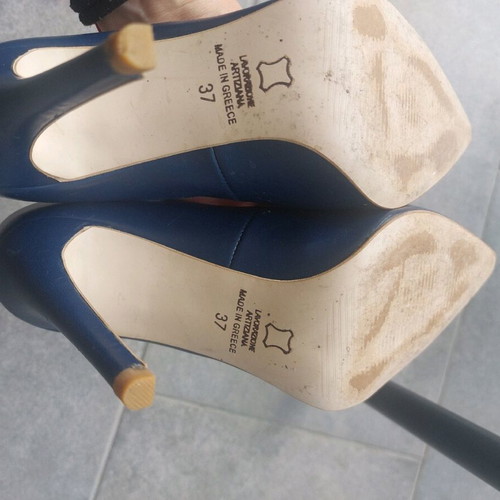 Prassini blue high-heeled shoes used, size 37
