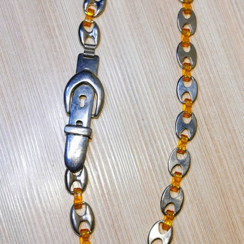 Coffee Bean Necklace unisex like new, metal and acrylic